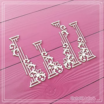 Чипборд "Торжество. Колонны с ажурными завитками", 2,7х7,2 см (СкрапМагия)