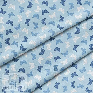 Отрез ткани 79х50 см "Бабочки на голубом" (Cotton)