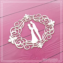 Чипборд "Ажурная рамка с влюбленной парой" 13х9,8 см (СкрапМагия)