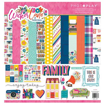 Набор бумаги 30х30 см с наклейками "Wicker lane", 12 листов (Photo Play)
