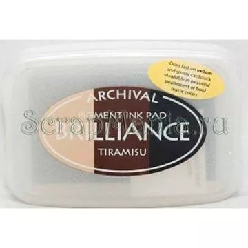 Подушечка чернильная пигментная Brilliance трехцветная, размер 96х97мм, цвет тирамису (Tsukineko)