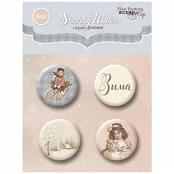 Набор фишек "Shabby Winter", 4 шт (Скрапмир)
