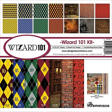Набор бумаги 30х30 см с наклейками "Wizard", 14 листов (Reminisce)