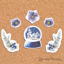 Набор высечек из бумаги "Дачный Новый Год. Детали синие", 34 шт (ScrapMania)