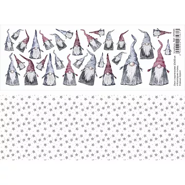 Лист с картинками 10х30 см "Новогодние гномы. Главные герои" (ScrapMania)