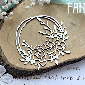 Чипборд "Рамка с цветами бохо 776", 10х10,1 см (Fantasy)