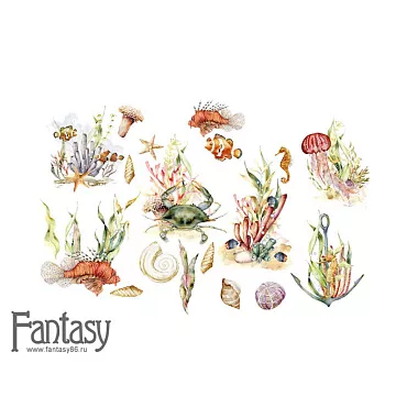 Набор тканевого чипборда "Теплое море 3 ", 19 шт (Fantasy)
