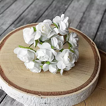 Букет бумажных цветов "Розы маленькие. Белые", 12 шт