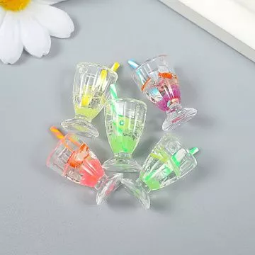 Набор акриловых украшений "Стакан с лимонадом", 1,5х3,5 см, 5 шт (АртУзор)