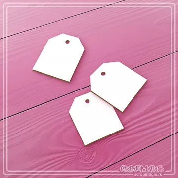 Чипборд "Тег с отверстием", 4,6х5,4 см (СкрапМагия)