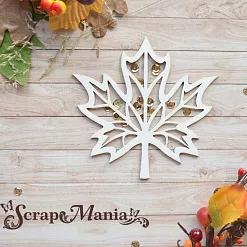 Чипборд "Школьный вальс. Шейкер. Кленовый лист большой" (ScrapMania)