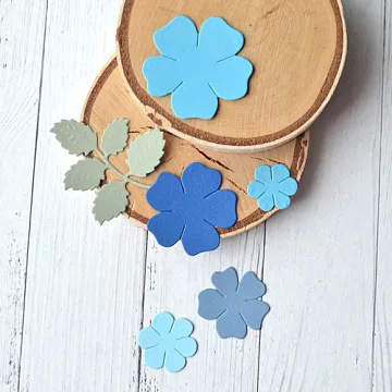 Набор вырубок "Роза с листочками", цвет голубой и синий (ScrapMania)