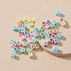 Набор бусин "Сердечки. Квадрат", 6 мм, 10 гр