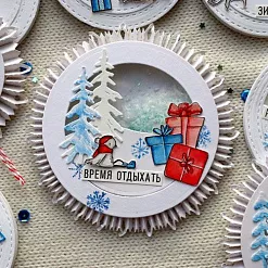 Штамп "Зимние птахи", 3 см (Скрапклуб)