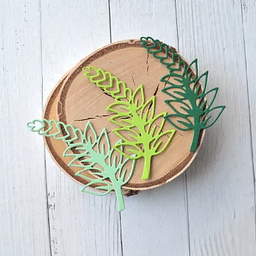 Набор вырубок "Веточки листвы", 3 шт цвет зеленый микс