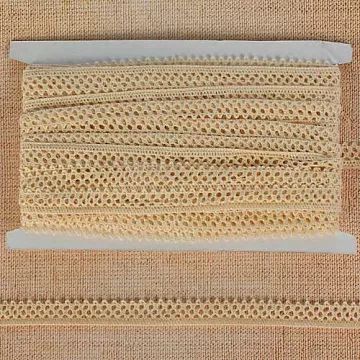 Кружево хлопковое "Зигзаг", цвет бежевый, ширина 1,5 см, длина 90 см