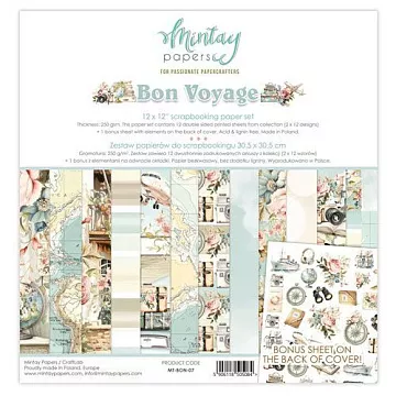Набор бумаги 30х30 см "Bon Voyage", 12 листов (Mintay)