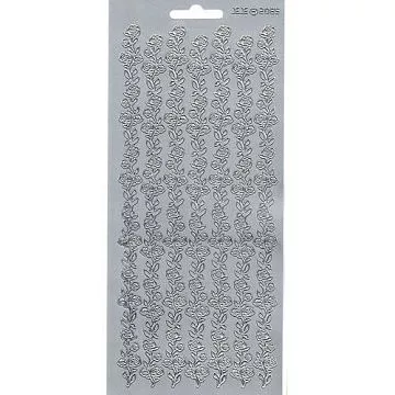 Контурные наклейки "Бордюры с розами 13", лист 10x24,5 см, цвет серебро (JEJE)