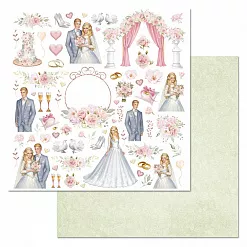 Набор бумаги 20х20 см "Свадебный букет", 12 листов (ScrapMania)