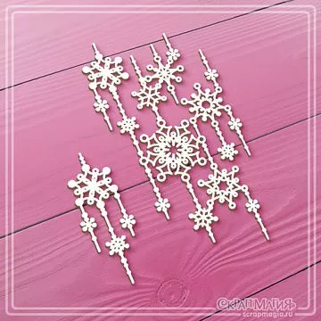Чипборд "Гирлянды со снежинками", 5,2х10,3 см (СкрапМагия)