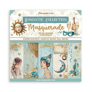 Набор бумаги 20х20 см "Masquerade", 10 листов (Stamperia)