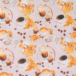 Отрез ткани 48х50 см "Кофе-тайм. Чашечки на сером в горошек" (Артмикс)