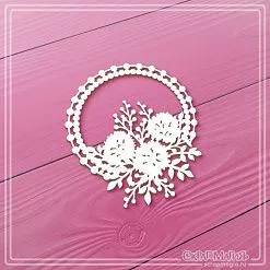 Чипборд "Круглая ажурная рамка с цветами", 6,1х6,9 см (СкрапМагия)