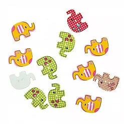 Набор деревянных пуговиц "Слоники" (АртУзор) Набор деревянных пуговиц "Слоники" (АртУзор)