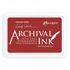 Водостойкая перманентная подушечка Archival Ink Red geranium красная герань (Ranger)