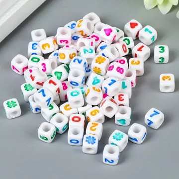 Набор бусин "Цифры. Квадрат", 6 мм, 10 гр