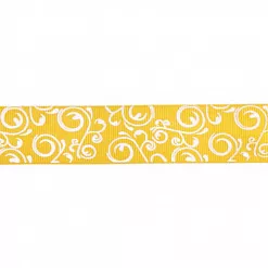Лента репсовая "Завитки. Желтая", ширина 25 мм, длина 90 см (Magic Hobby)