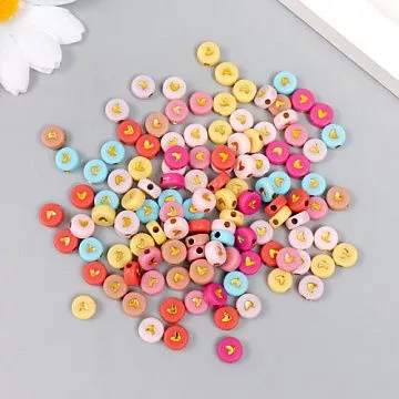 Набор бусин "Золотое сердечко в круге", 0,7х0,4 см, 20 гр (АртУзор)