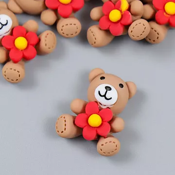 Акриловое украшение "Мишка с ромашкой", 2,5х2 см, 1 шт (АртУзор)