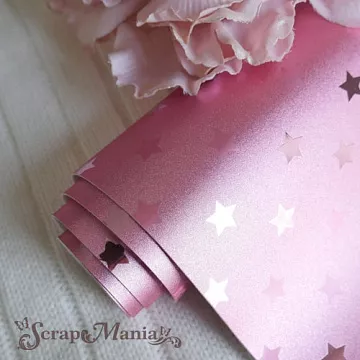 Отрез экокожи 30х69 см "Текстурный. Звезды розово-золотой" (Pty Китай)