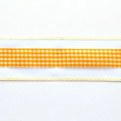 Лента капроновая с репсовой вставкой "Желтая клетка", ширина 4 см, длина 0,9 м Лента капроновая с репсовой вставкой "Желтая клетка", ширина 4 см, длина 0,9 м