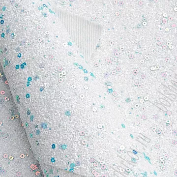 Отрез экокожи А4 "Блестки и пайетки. Белый 2"