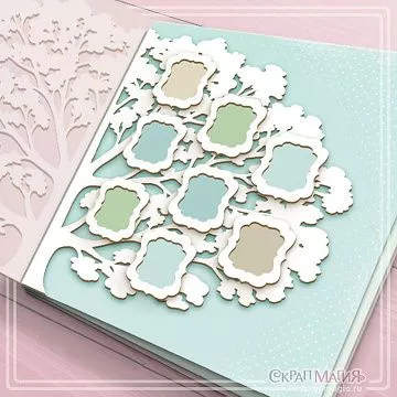 Чипборд "Семейное дерево с 8 рамками на 1/2 разворота. Правый" 19х22,8 см (СкрапМагия)