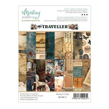 Набор бумаги 15х20 см "Traveller", 24 листа (Mintay) Набор бумаги 15х20 см "Traveller", 24 листа (Mintay)