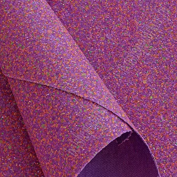 Отрез экокожи А4 "Пайетки. Сиреневый неоновый"