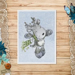 Тканевая карточка "Волшебный снегопад. Олененок в шарфе" (ScrapMania)