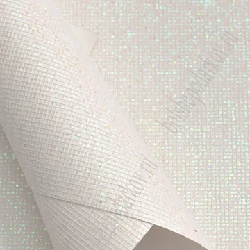 Отрез экокожи А4 с глиттером "Квадратики. Белый хамелеон"