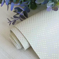 Отрез экокожи 30х69 см "Мелкий горошек на кремовом" (Pty Китай)