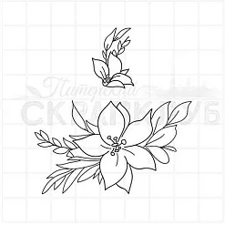 Штамп "Пуансеттия в букете", 6,4х3,8 см (Скрапклуб)