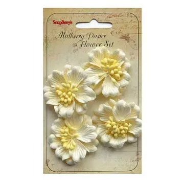 Набор гардений средних "Кремовые" без листочков, 5 см (ScrapBerry's)