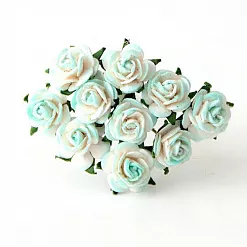 Букет мини розочек "Мятные с белым", 10 шт (Craft)