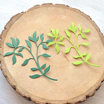 Набор вырубок "Ветки с длинными листьями", 2 шт, цвет салатовый и зеленый