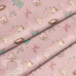 Отрез ткани 79х50 см "Совы с домиками" (Cotton)