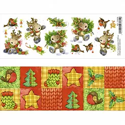 Лист с картинками 10х30 см "Новогодние оленята" (ScrapMania)