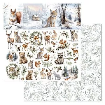 Бумага "Снежные сказки. Картинки. Белка и рысь" (ScrapMania)