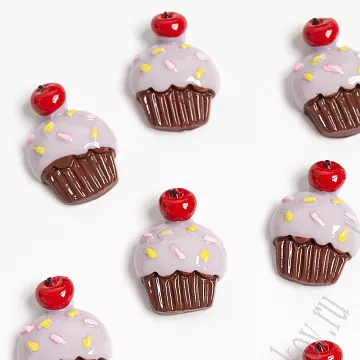 Акриловое украшение "Капкейк светло-фиолетовый", 2,3х1,7 см, 1 шт